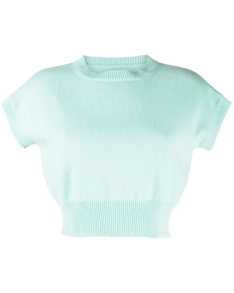 Teddy Cashmere Genova Cropped-Pullover aus Kaschmir Blau