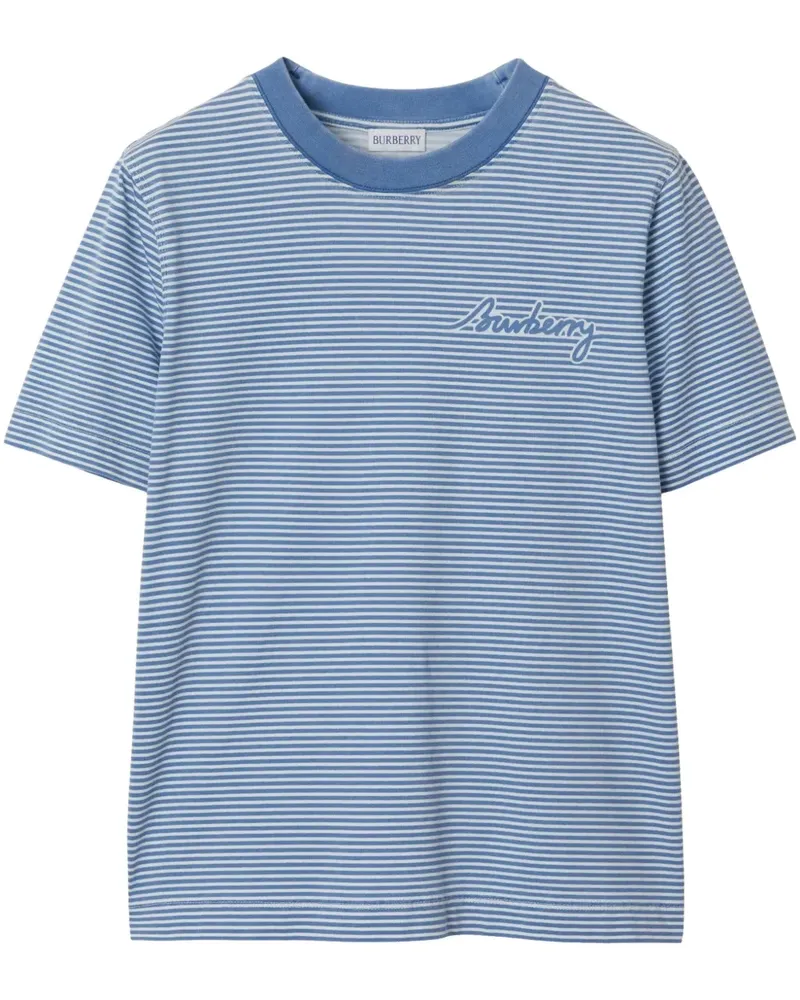 Burberry Gestreiftes T-Shirt - Blau Blau
