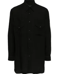 Yohji Yamamoto long-sleeve flax shirt Schwarz