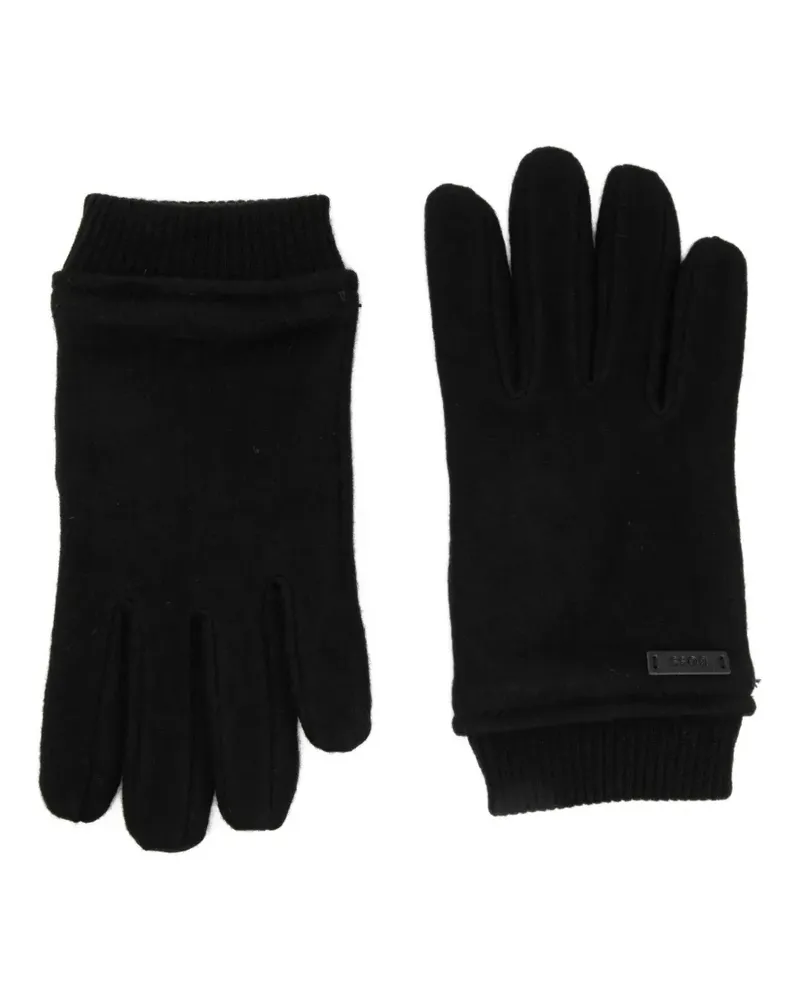 HUGO BOSS Handschuhe mit geripptem Saum - Schwarz Schwarz