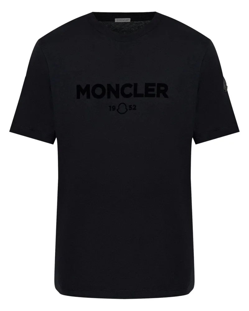 Moncler T-Shirt mit geflocktem Logo - Schwarz Schwarz