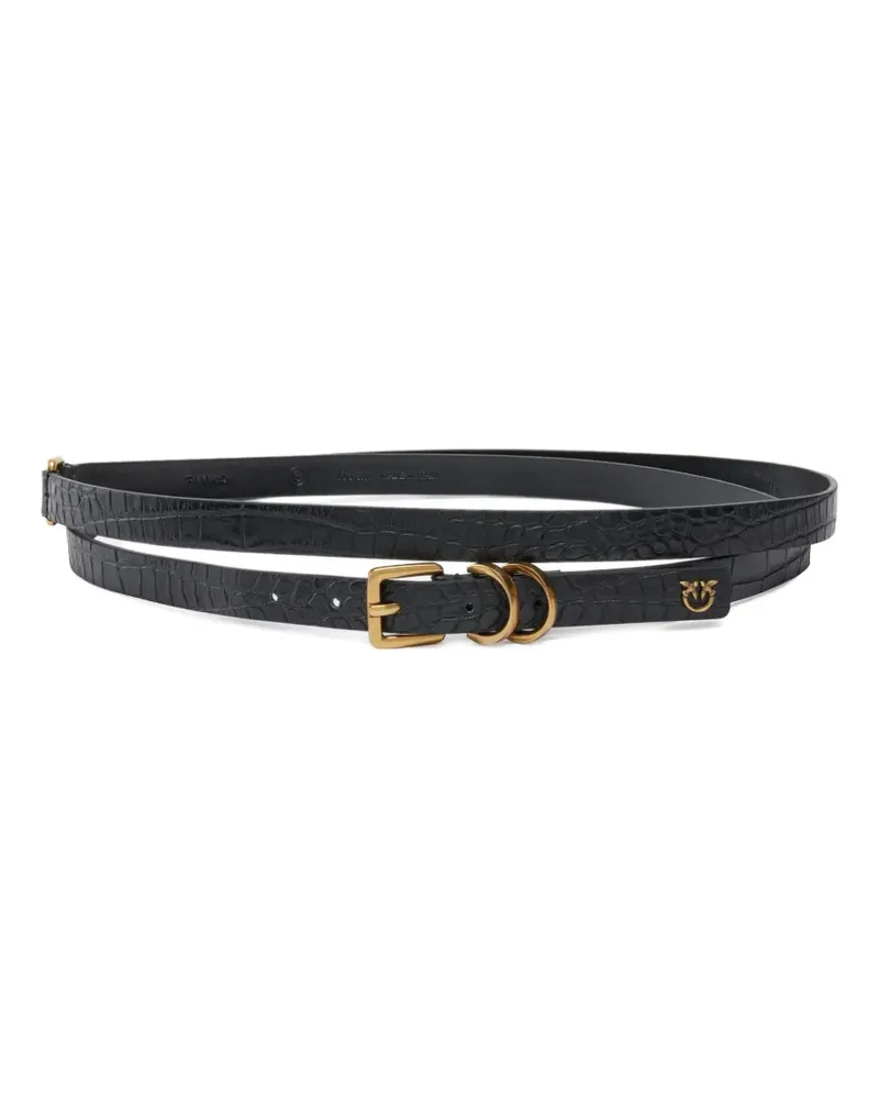 Pinko Ballestas Gürtel mit Kroko-Optik - Schwarz Schwarz