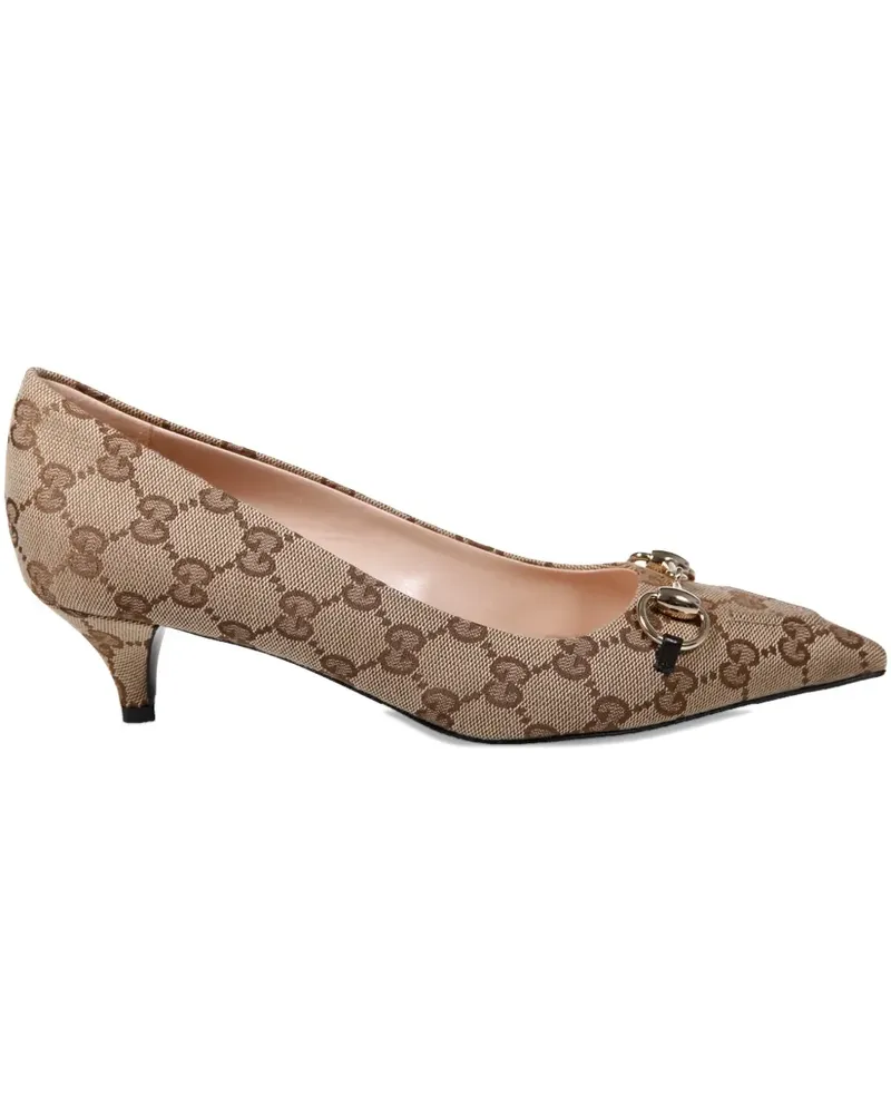 Gucci horsebit patterned point-toe pumps - Nude Nude