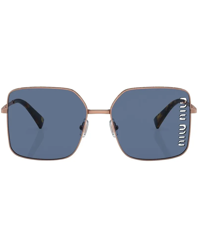 Miu Miu Sonnenbrille mit perforiertem Logo - Gold Gold