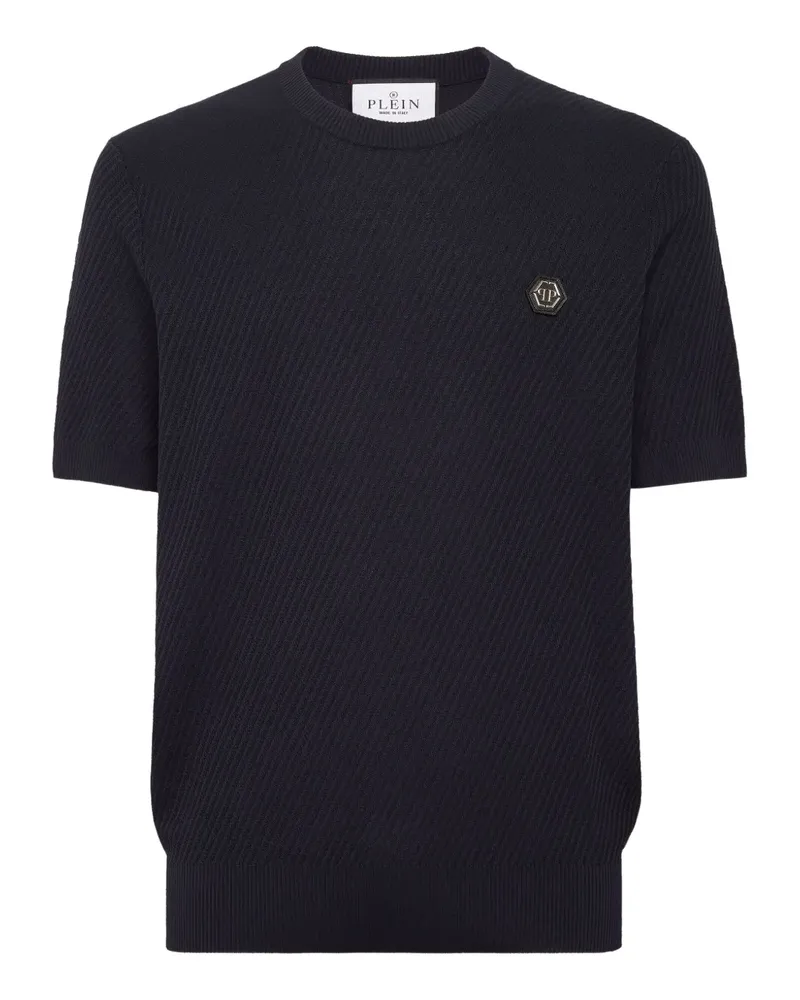 Philipp Plein T-Shirt mit Logo-Patch - Blau Blau