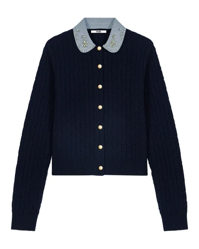 Maje Cardigan mit Popeline-Kragen - Blau Blau