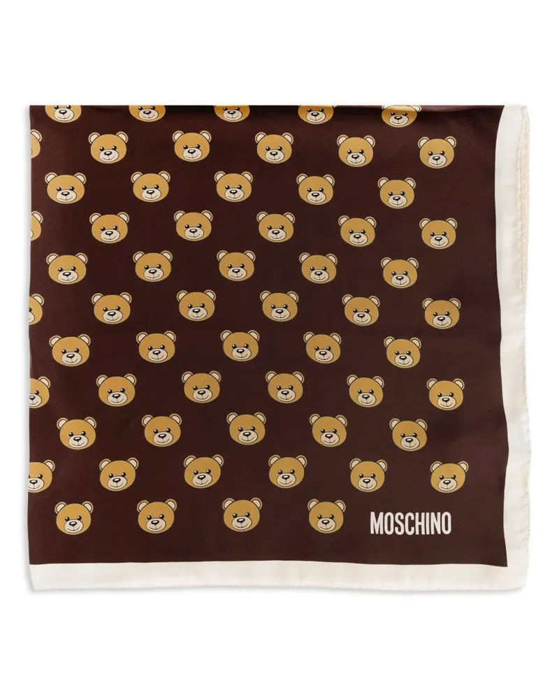 Moschino Seidenschal mit Teddy-Print - Braun Braun
