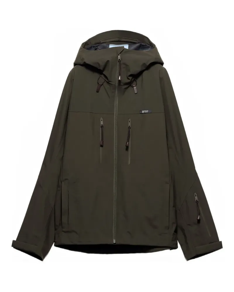 Prada Kapuzenmantel mit Logo - Grün Grün