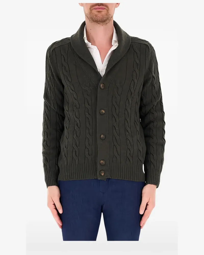 Gran Sasso cable-knit shawl-collar cardigan - Grün Grün