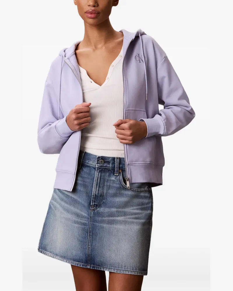 Calvin Klein logo-print zip-up hoodie - Violett Violett