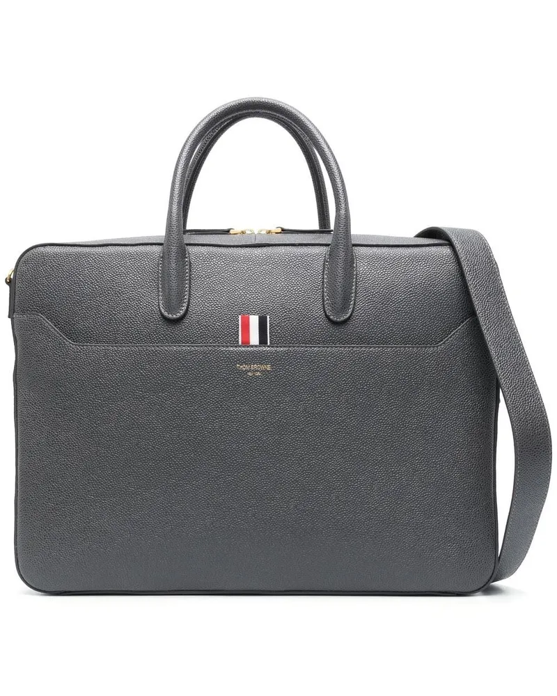 Thom Browne Aktentasche aus strukturiertem Leder - Grau Grau