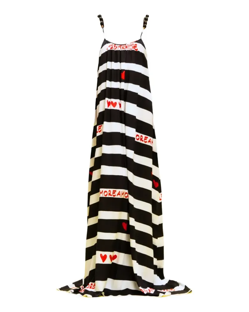 Alessandro Enriquez striped heart-print maxi dress - Schwarz Schwarz