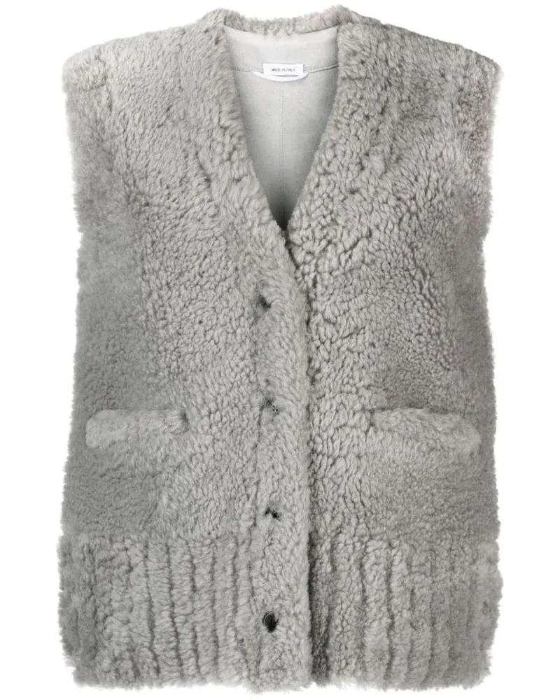 Thom Browne Shearling-Weste mit V-Ausschnitt - Grau Grau