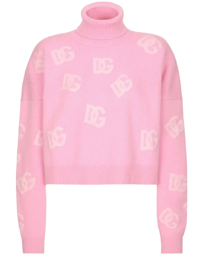 Dolce & Gabbana Cropped-Kaschmirpullover mit DG-Logo - Rosa Rosa