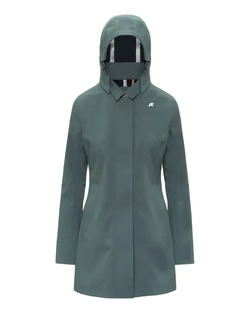 K-Way Mathy hooded concealed-fastening coat - Grün Grün