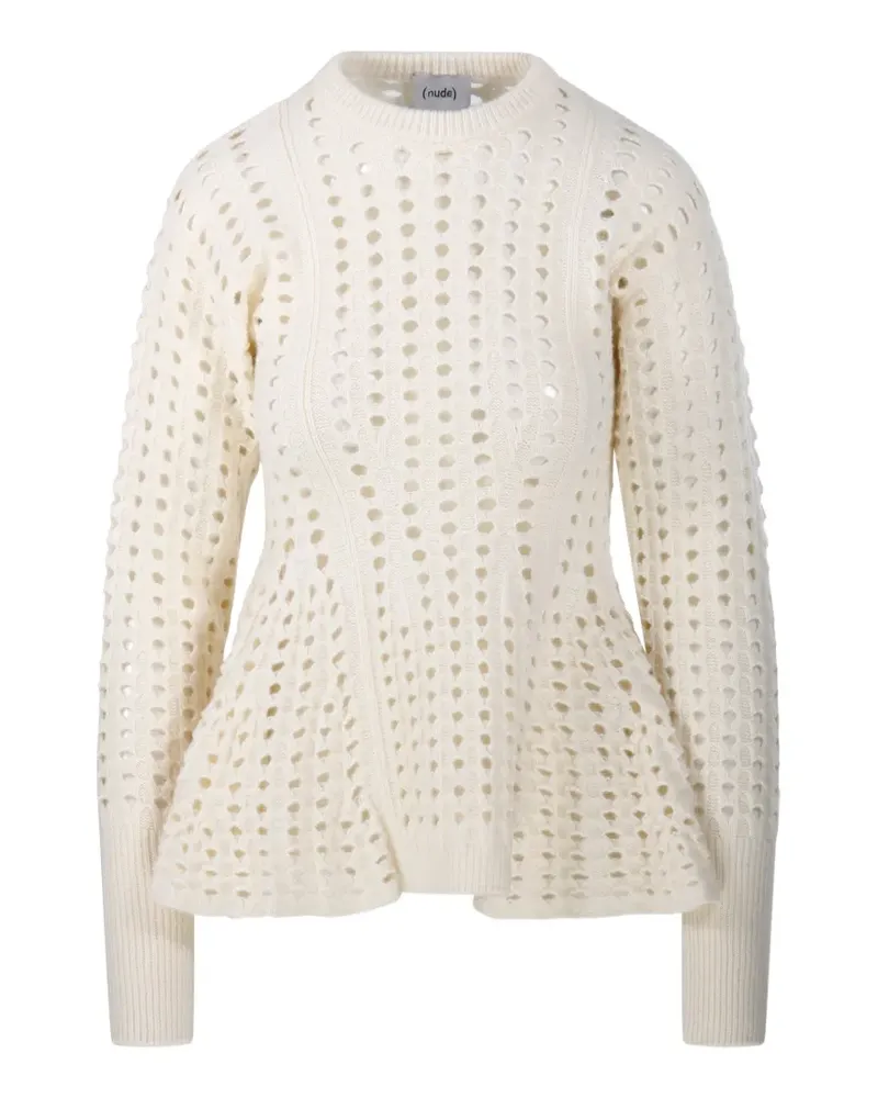 NUDE Lochstrick-Pullover mit Schößchen Nude
