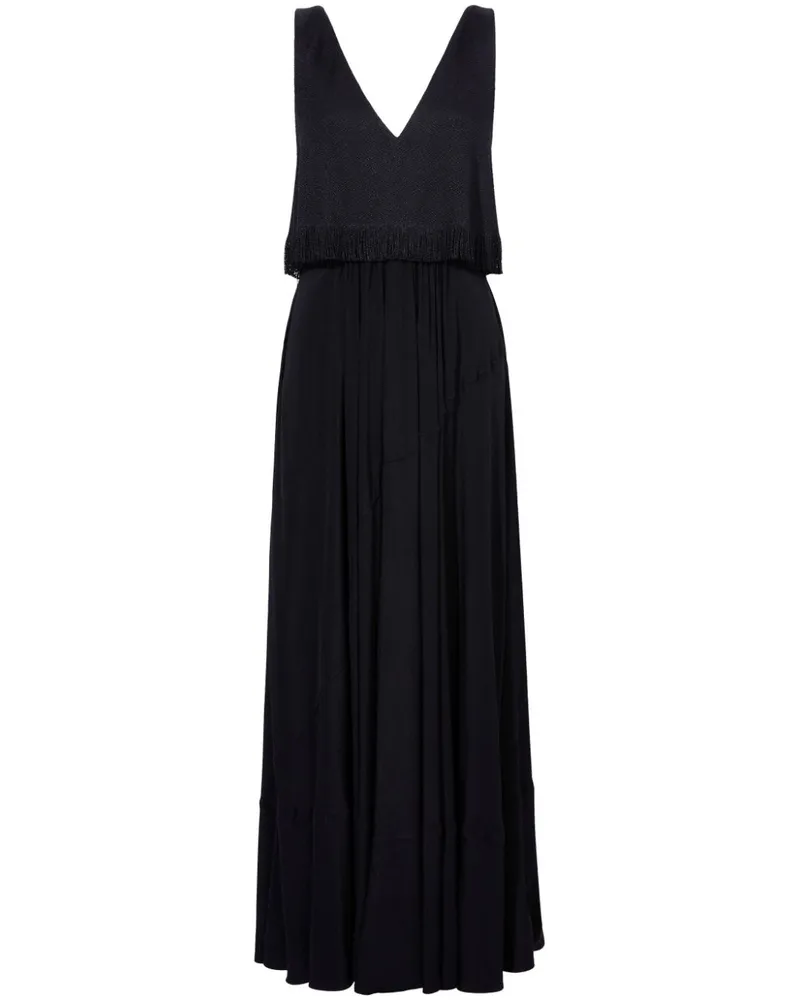 Proenza Schouler Lynda Maxikleid im Layering-Look mit Fransen - Schwarz Schwarz