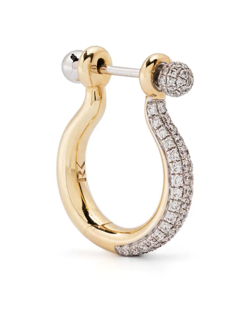 Rainbow K Kleine 14kt Ball Gelb- und Weißgoldcreole mit Diamanten Gold