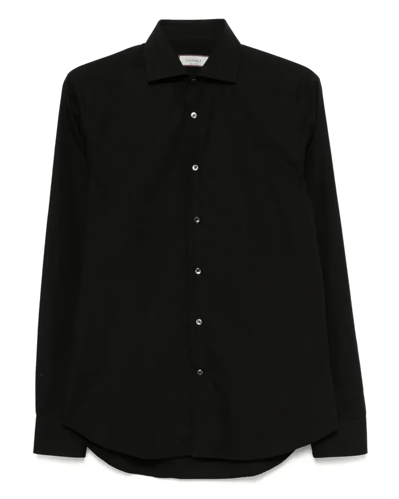 Canali Hemd aus Popeline - Schwarz Schwarz