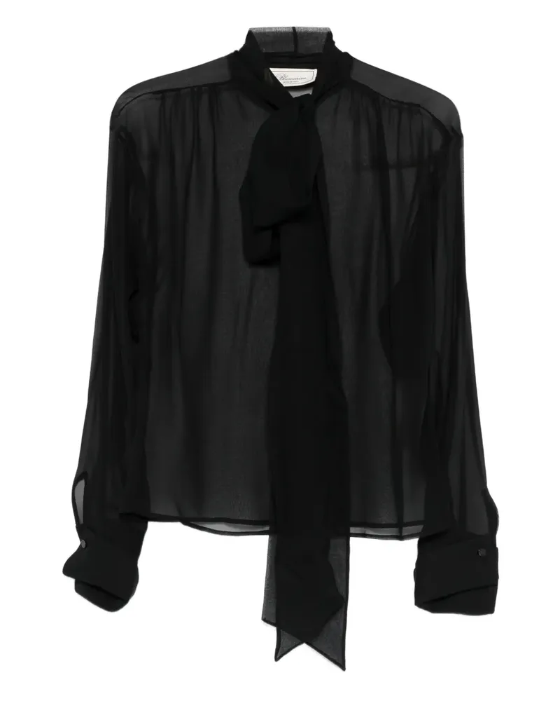 Blumarine Bluse mit Schleifenkragen - Schwarz Schwarz