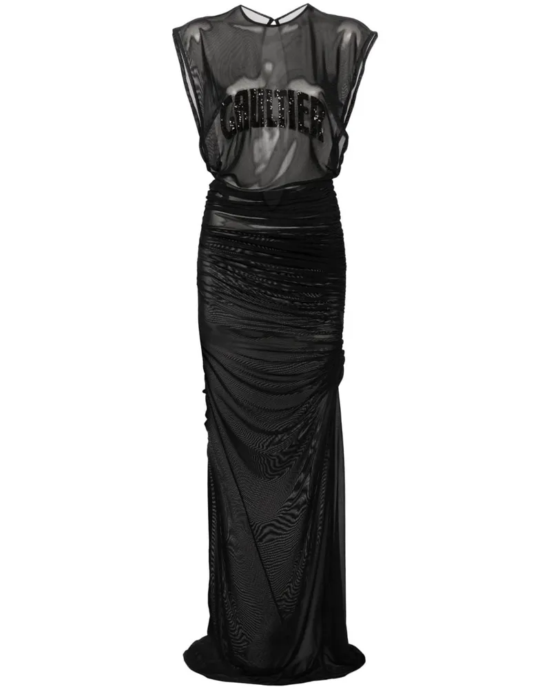 Jean Paul Gaultier Maxikleid mit Logo-Stickerei - Schwarz Schwarz