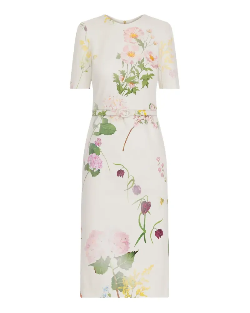 Oscar de la Renta botanical-print denim mini dress - Weiß Weiß