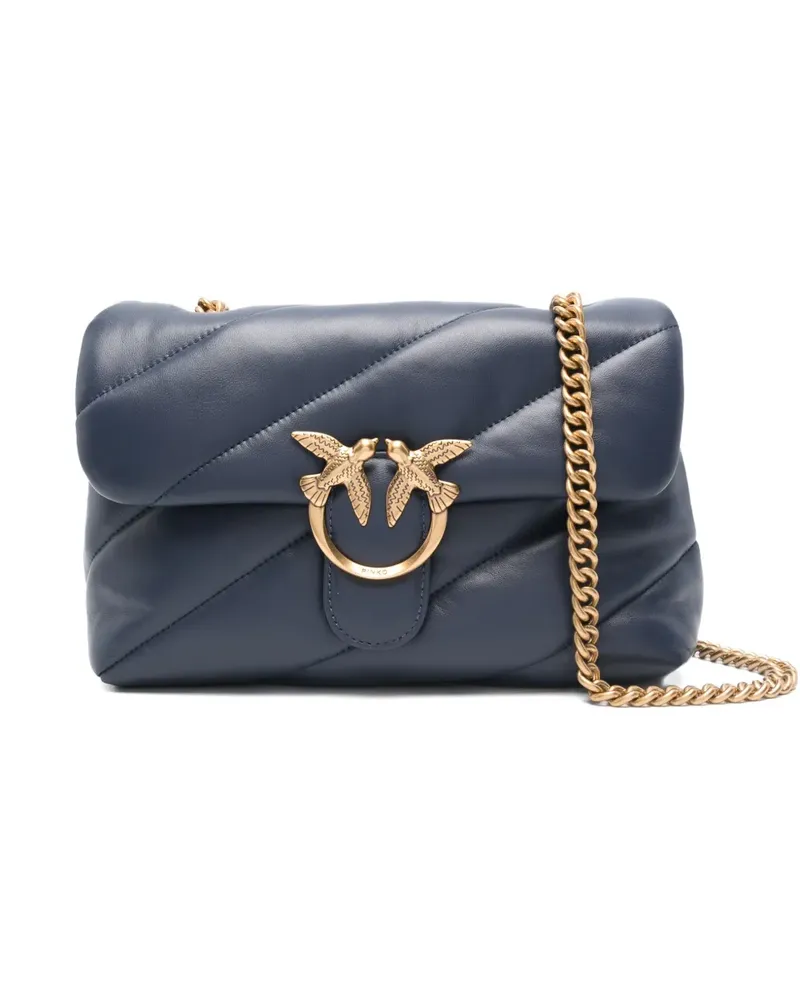Pinko Classic Love Bag Puff Maxi Quilt Schultertasche mit Vogeldetail - Blau Blau