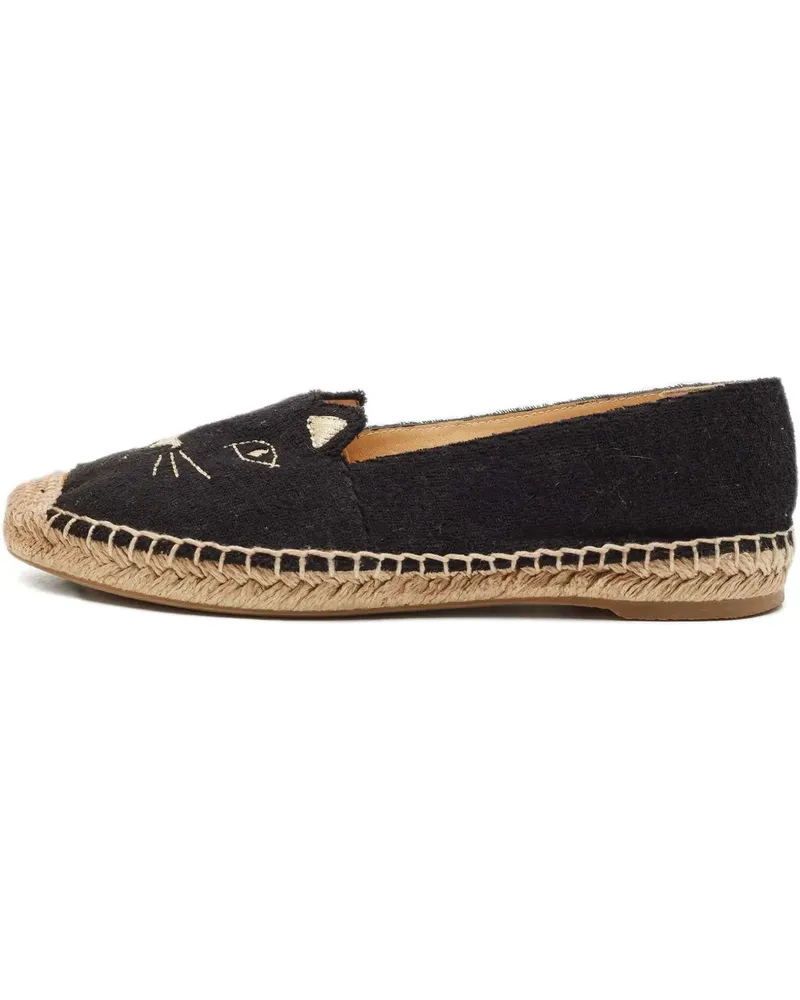Charlotte Olympia Verzierte Espadrilles mit Katzen-Print - Schwarz Schwarz