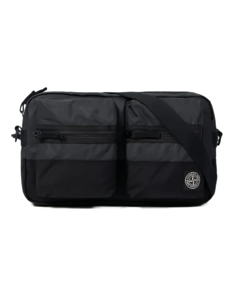 Stone Island logo-patch panelled shoulder bag - Schwarz Schwarz
