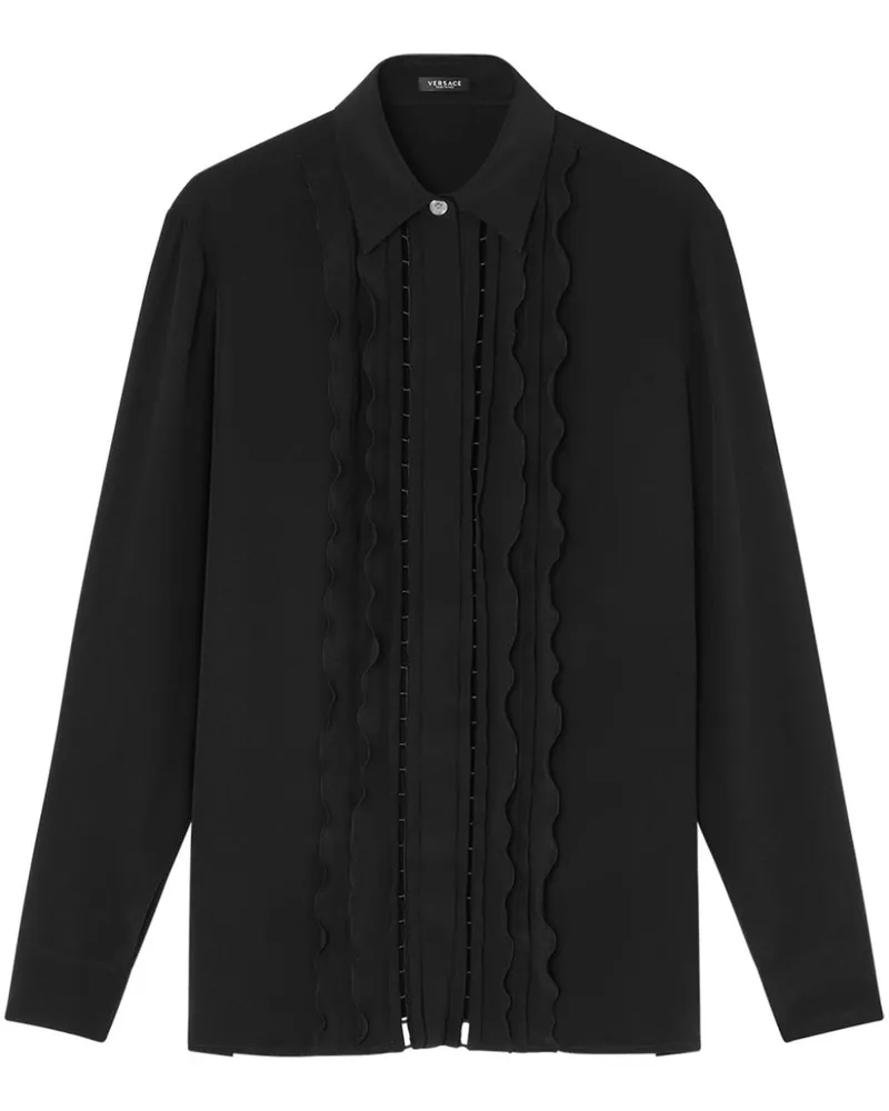 Versace Seidenhemd mit Rüschen - Schwarz Schwarz