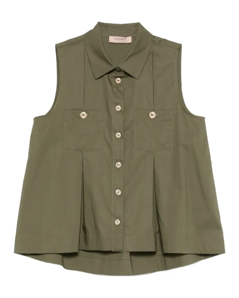 Twin-Set pleated patch-pocket shirt - Grün Grün