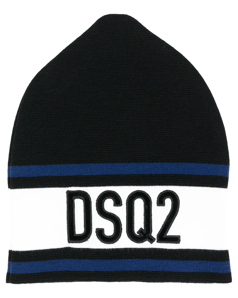 Dsquared2 Mütze mit aufgesticktem Logo - Schwarz Schwarz