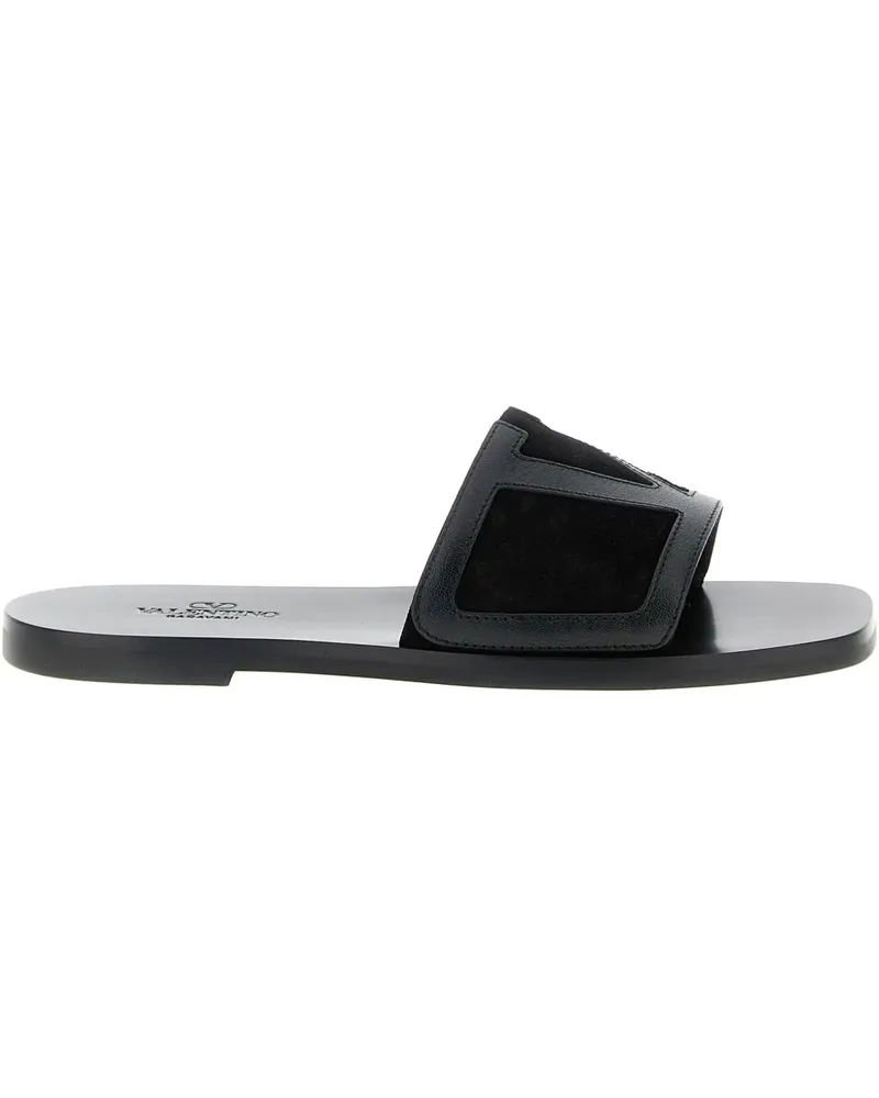Valentino Garavani Viva Superstar leather slides - Schwarz Schwarz