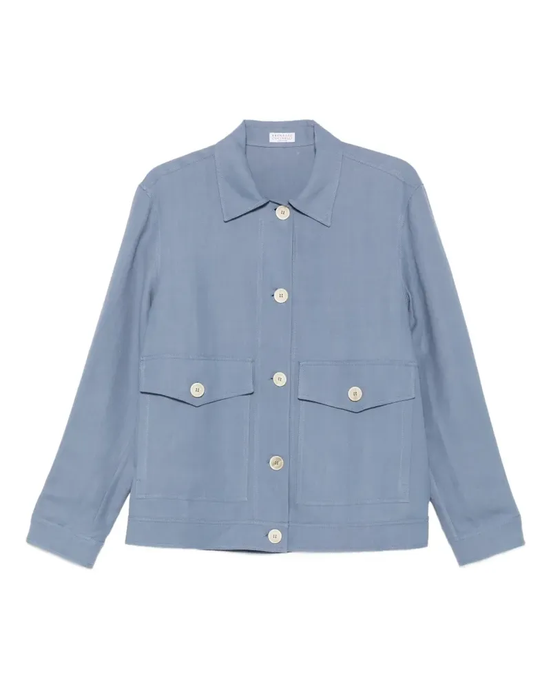 Brunello Cucinelli button-up flap-pocket overshirt - Blau Blau