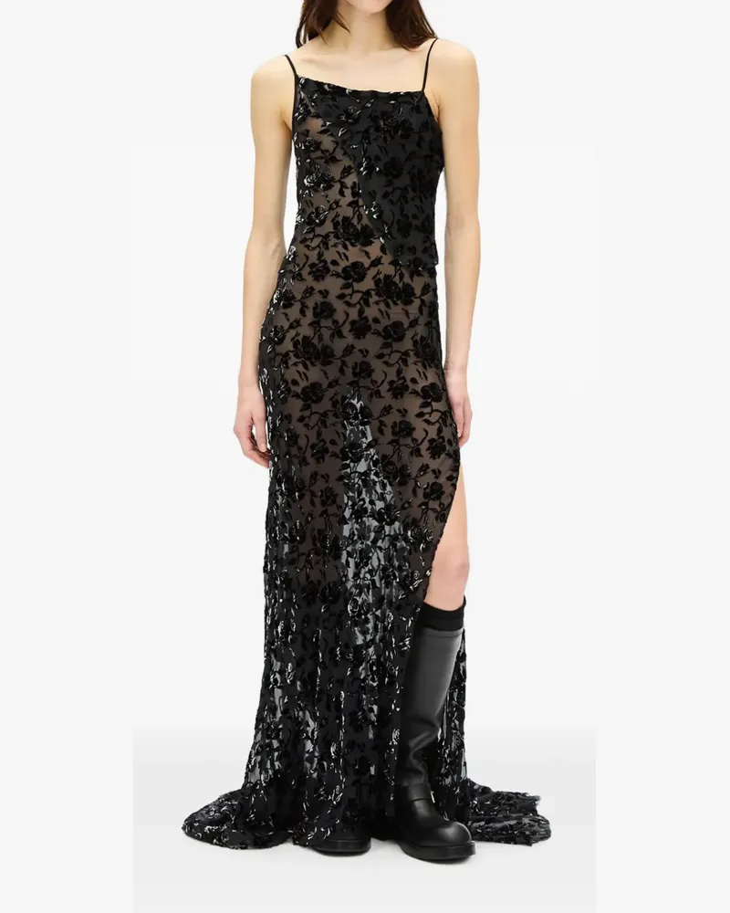 Ann Demeulemeester Aricia Maxikleid mit Blumenmuster - Schwarz Schwarz