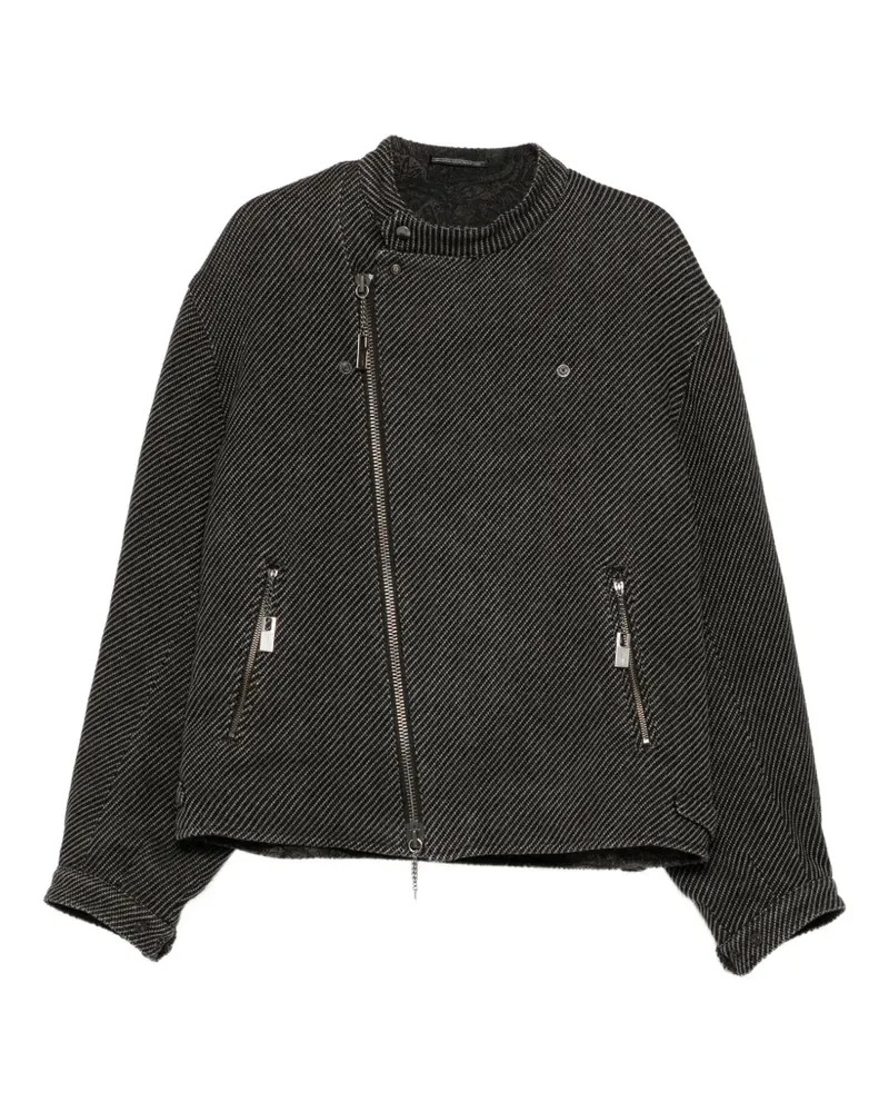 Yohji Yamamoto Gestreifte Bikerjacke - Schwarz Schwarz