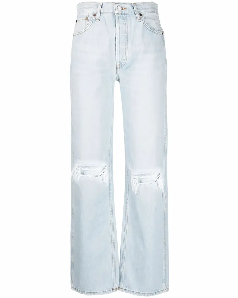 RE/DONE Distressed-Jeans mit weitem Bein - Blau Blau
