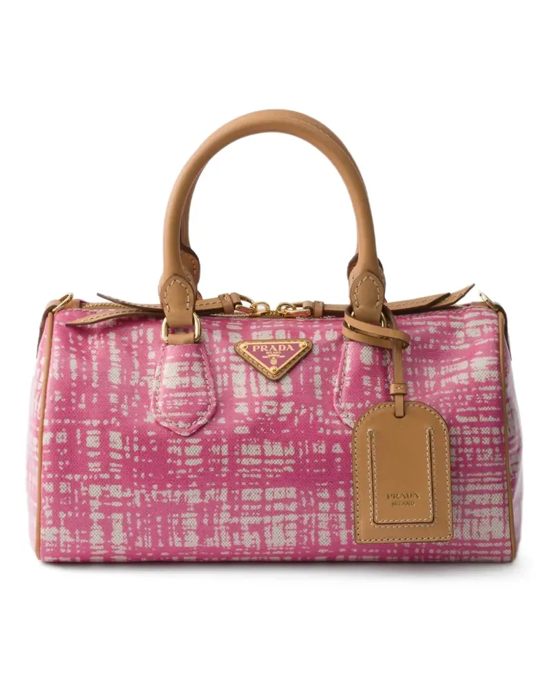 Prada Kleine Tasche aus Leinengemisch mit Lederhenkel - Rosa Rosa