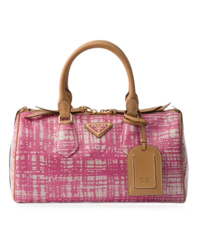 Prada Kleine Tasche aus Leinengemisch mit Lederhenkel - Rosa Rosa