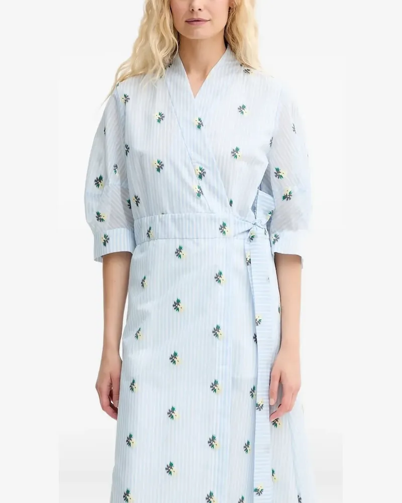 MUNTHE Pum Midikleid im Wickelstil - Blau Blau