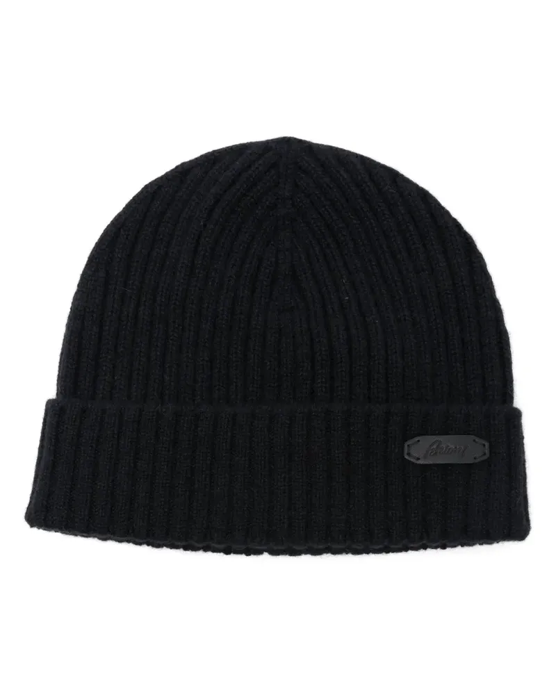 Brioni Beanie mit Logo-Patch - Blau Blau