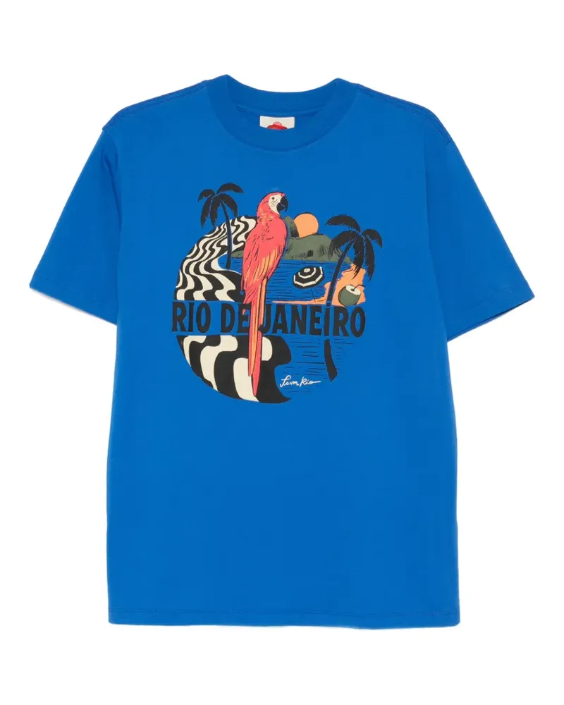 FARM Rio T-Shirt mit Papagei-Print - Blau Blau