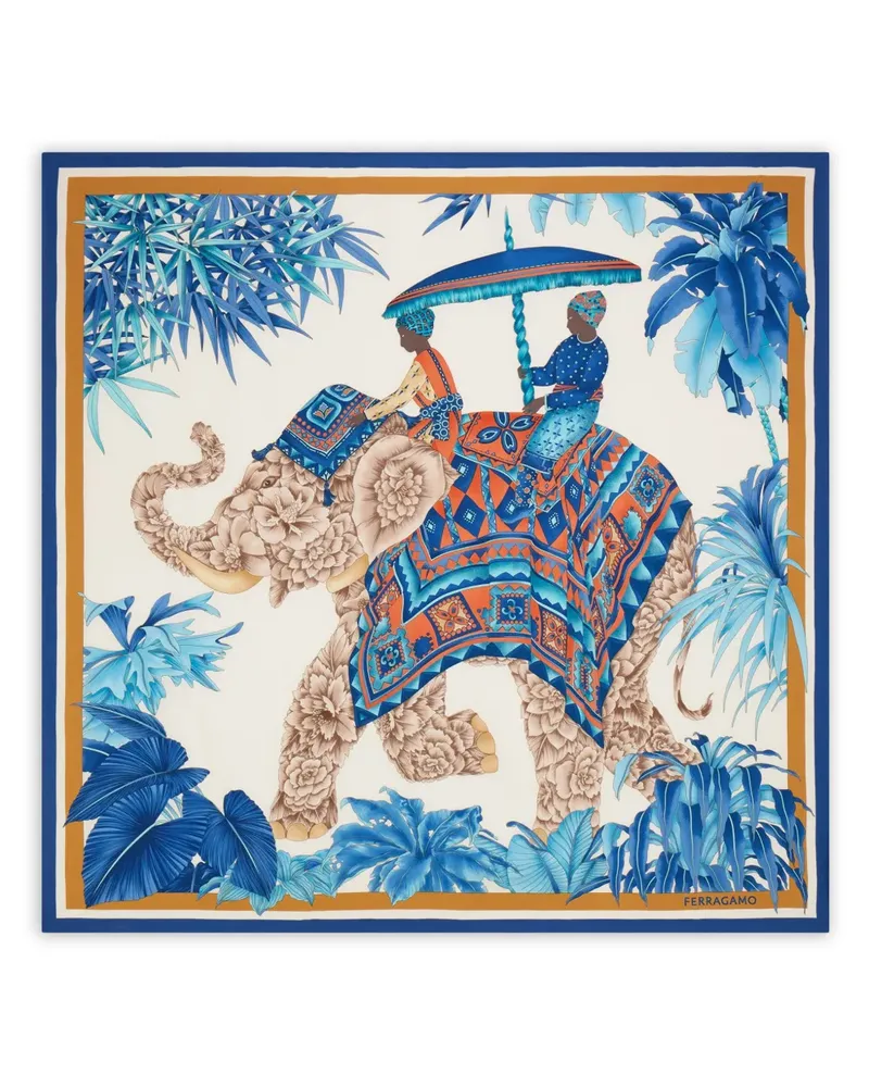 Ferragamo India-print silk scarf - Blau Blau