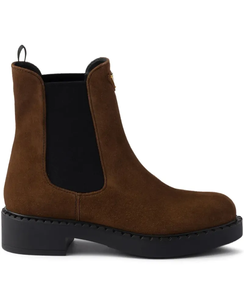Prada Chelsea-Boots mit Logo-Schild - Braun Braun