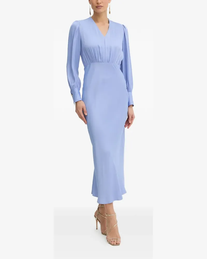 Twin-Set Gerafftes Kleid mit V-Ausschnitt - Blau Blau
