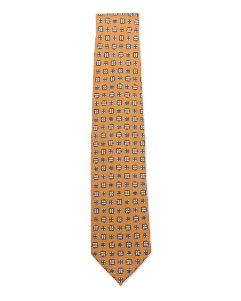 BARBA Gemusterte Seidenkrawatte - Orange Orange