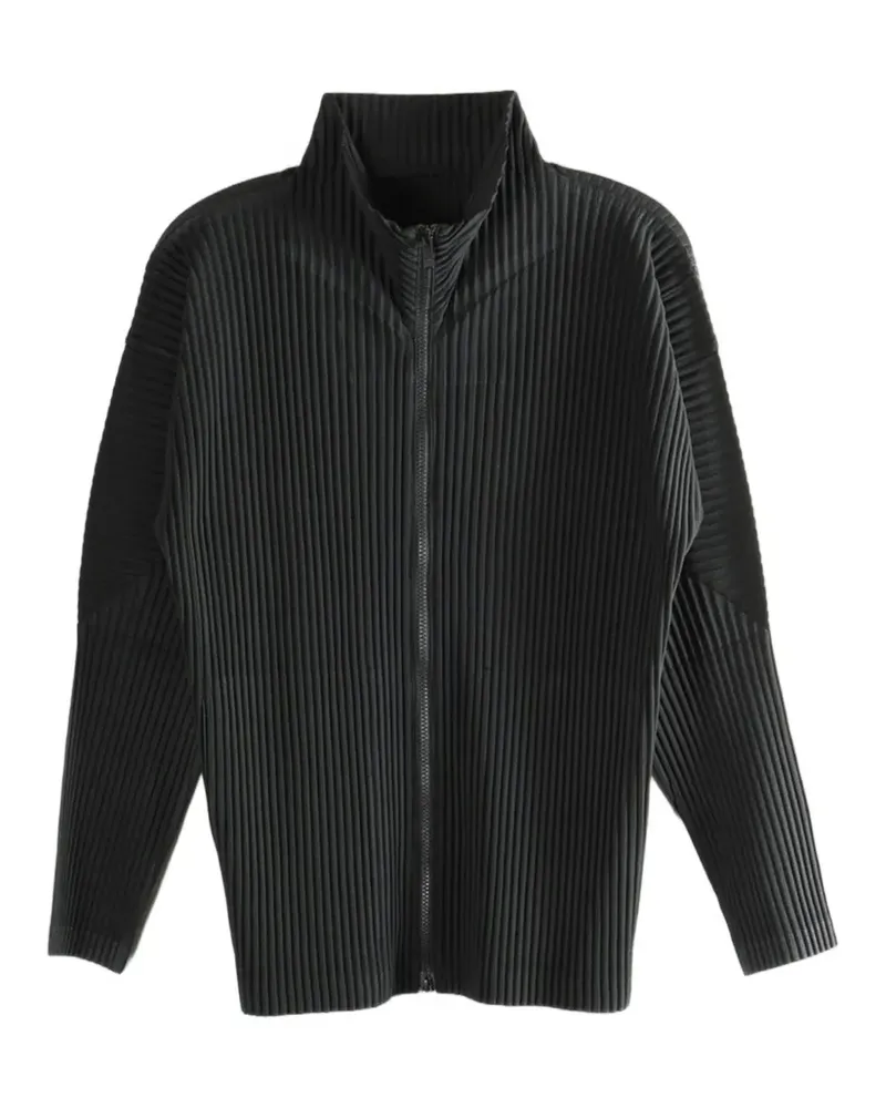 Issey Miyake zip-fastening pleated coat - Schwarz Schwarz