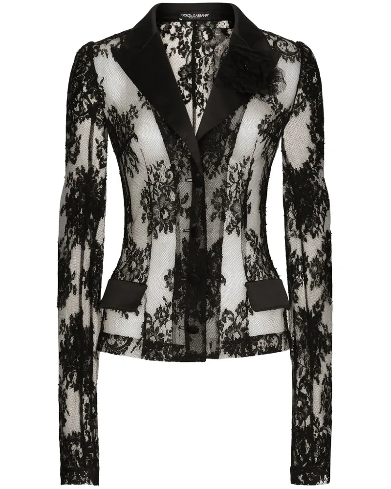 Dolce & Gabbana Transparenter Blazer aus Chantilly-Spitze - Schwarz Schwarz
