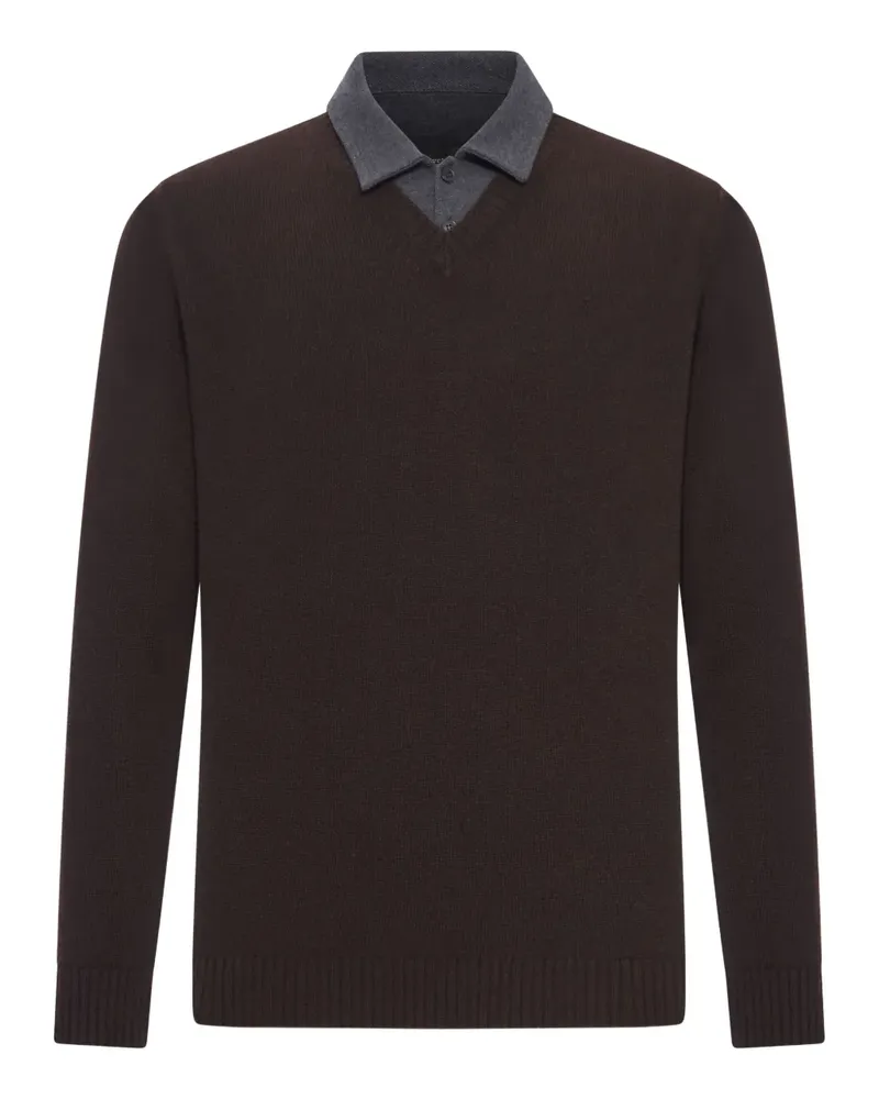 Roberto Collina cotton-piquet contrast-collar polo shirt - Braun Braun