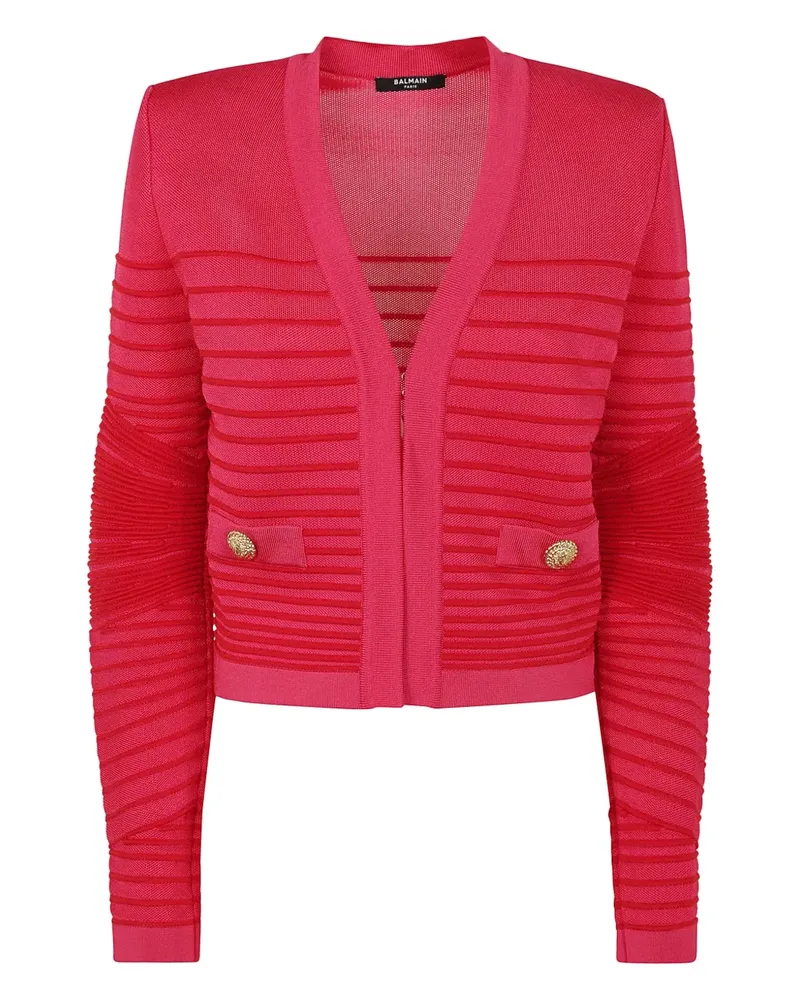 Balmain Cardigan mit geripptem Detail - Rosa Rosa